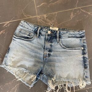 Frame Denim Faded Blue Frayed Hem Jean Shorts